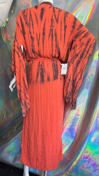 NWT Orange Tie Dye Tie Waist Duster - Picture 4 of 13